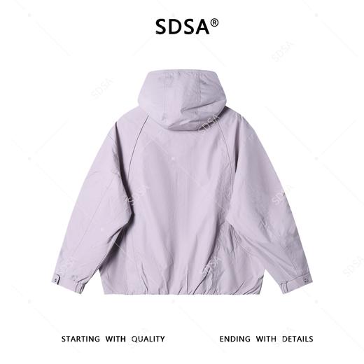 SDSA男士秋冬新款痞帅男装潮牌褶皱纯色拉链立领连帽夹克外套百搭 商品图4