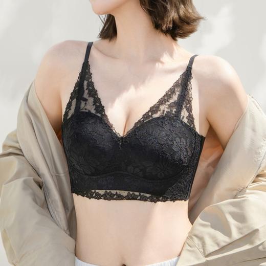『超模君严选 法式微醺蕾丝内衣』聚拢轻提拉 大U美背 高侧围无感收副乳 法式V领 松弛有度 一眼沦陷 商品图3