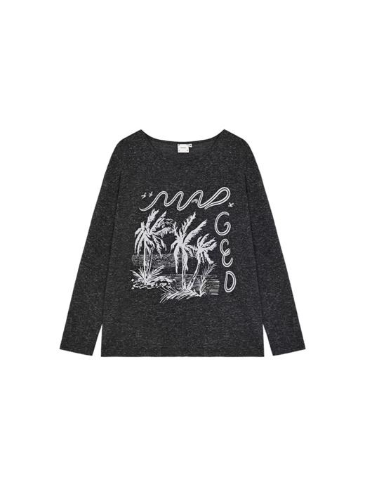 马得工地/MDGDTX222148/手绘椰树一字肩罩衫 商品图3