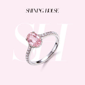 ShiningHouse[培育] 粉钻系列 18k金钻石戒指 椭圆形人工真钻人造钻石K金戒指时尚钻石戒指卓越匠心奢耀臻献【此商品不支持7天无理由退货退款】
