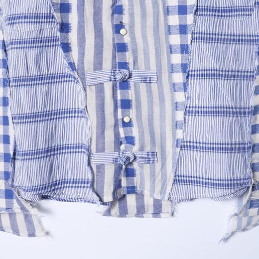 SDSA男装2026新款轻奢美式宽松拼接撞色格子衬衫一字扣设计百搭 商品图2