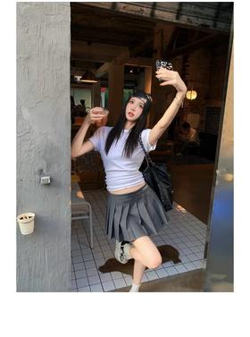 一店k （高定西装面料！）Jennie超多明星同款💫 甜酷天花板！甜辣小百褶很难不爱！太学院风啦！穿上瞬间秒回18岁！刺绣logo西装百褶半裙