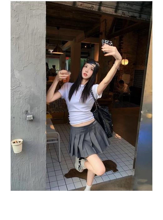 一店k （高定西装面料！）Jennie超多明星同款💫 甜酷天花板！甜辣小百褶很难不爱！太学院风啦！穿上瞬间秒回18岁！刺绣logo西装百褶半裙 商品图0