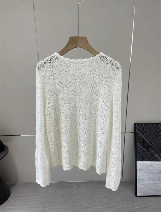 美爆~鄂尔*多思山羊绒真丝珠片纱提花镂空宽松针织衫【包邮+三天无理由退换】 商品图8