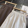 爆款3-7天发货！cosAcosB天丝苎麻撞色线松紧弯刀阔腿裤2124 商品缩略图5