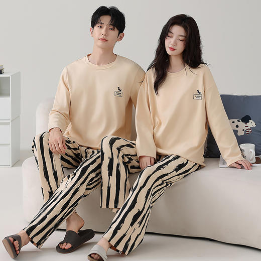 2026春夏季薄款纯棉圆领睡衣 简约休闲风全棉家居服 商品图2