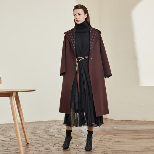 KD9A5斯尔丽瑟俪冬季新品保暖时尚修身翻领女士中长款毛呢大衣 商品图8