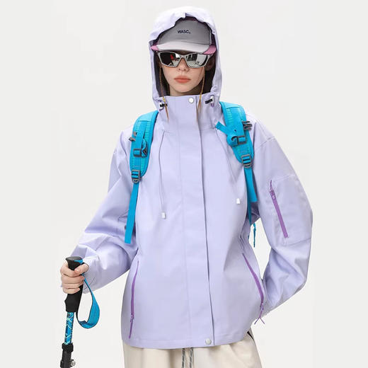 丁摩蓝色户外冲锋衣男女款春秋季工装登山防泼水夹克外套 JKCY-JK963528WAL 商品图3