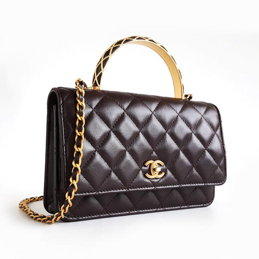 【95新】CHANEL香奈儿AP3370 B12915 NO207 23A深紫色蕾丝浮雕手柄woc链条包单肩包女士040326NJ15 商品图2