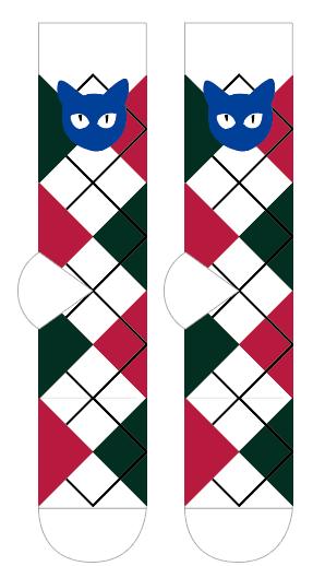 喵内袜子 红绿菱格bj 商品图0