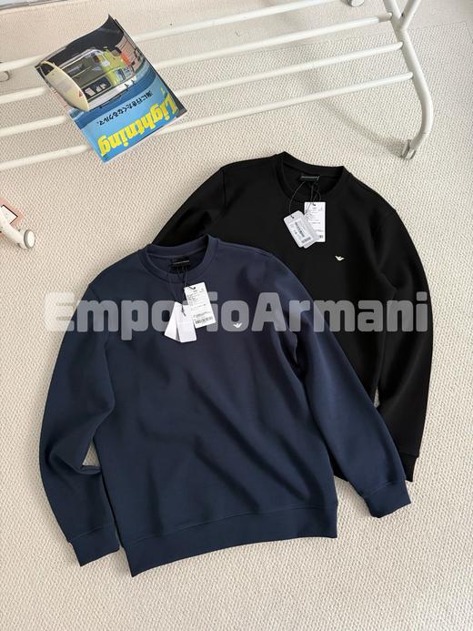 阿玛尼春季新款双层空气棉刺绣落肩运动休闲套头卫衣 商品图1