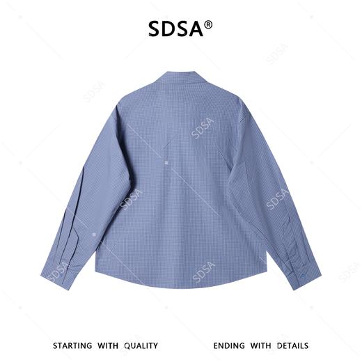 42877SDSA男装2026新款高贵轻奢细格纹系带衬衫宽松设计感百搭长袖衬衫 商品图5