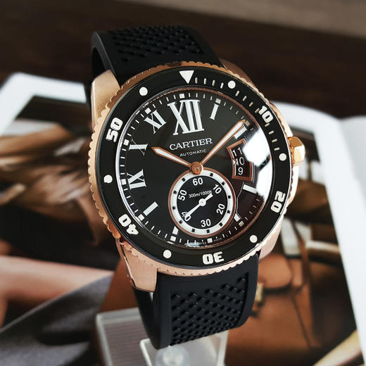 【95新】CARTIER卡地亚W7100052自动机械日期显示42mm（男款）卡利博系列18k玫瑰金/陶瓷刻度表圈300126NJS57 商品图2