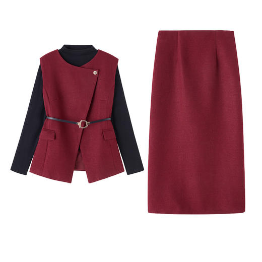 套装2026春季新款时尚洋气减龄气质马甲+半身裙+t恤三件套女ZQ603 商品图4