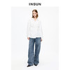 INSUN恩裳复古水洗阔腿长绒棉弯刀牛仔裤 商品缩略图1