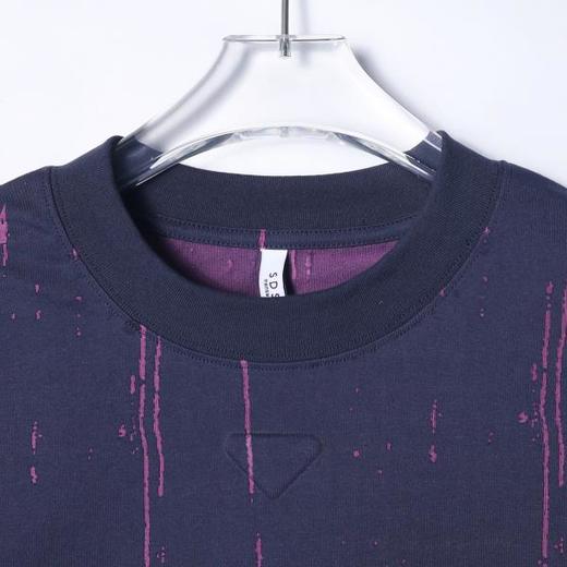 夏季高级感新款男士美式磨破倒三角圆领短袖T恤宽松潮流宽松上衣 商品图1