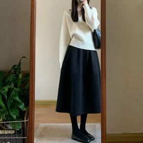 赫本风高腰A字毛呢裙｜面料、版型到颜色，日常百搭又省心