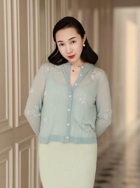 【3.6上新】早春青芜🌸薄荷绿印花100%绵羊毛开衫