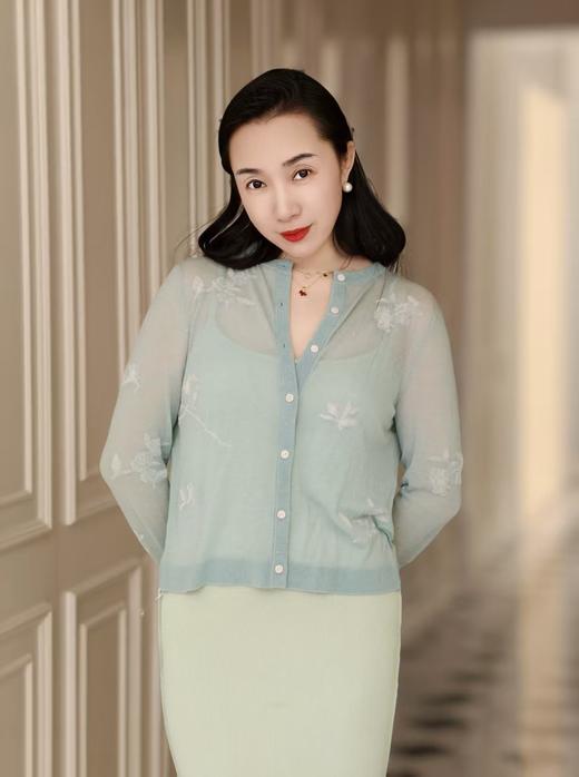 【3.6上新】早春青芜🌸薄荷绿印花100%绵羊毛开衫 商品图0