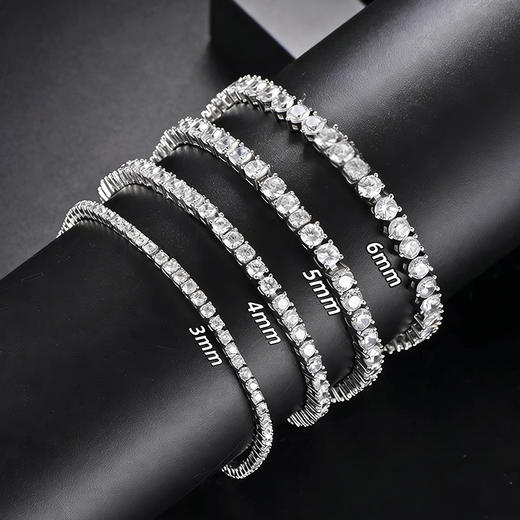 【顺丰直达】法国PARiCROWN2026新款爆闪满钻手链微镶银白色手镯手链女气质高级网球链BF 商品图6