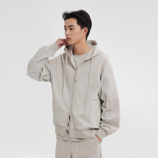 MODE COMMUTER | MC涤棉平纹针织面料开襟长袖连帽卫衣MCF131130A 商品图2