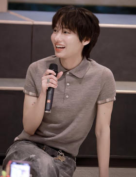 Acne时髦格纹假两件针织polo短袖3.3