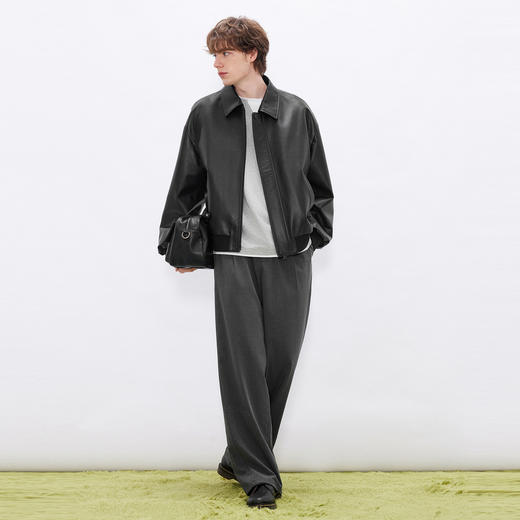 gxgjeans男装 简约设计宽松翻领真皮皮衣夹克外套男士 26春新品 商品图2