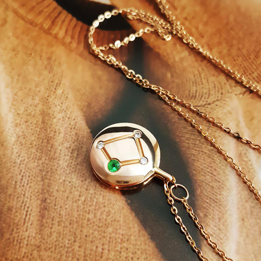 【天然正品】AU750玫瑰金镶钻镶简约时尚0.036克拉石榴石吊坠项链 吊坠：14.8*11.9*2.9MM链长：45CM（长度可调节）290126HS49 商品图5