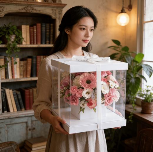 韩式粉绣球正方体鲜花礼盒 商品图9