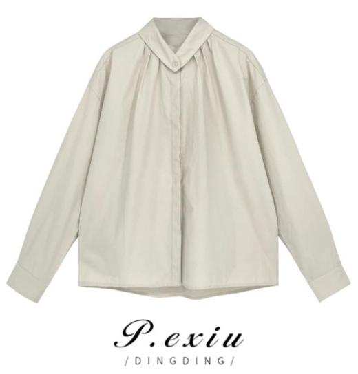 03-2潘依绣丁丁宠粉设计款法式单排扣温柔风休闲百搭长袖衬衫 LG7009 商品图0