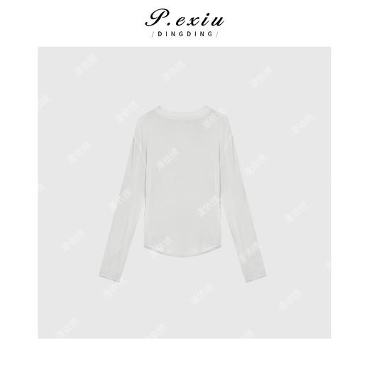 03-2潘依绣丁丁宠粉基础款圆领纯色显瘦简约长袖打底上衣Q8729 商品图1