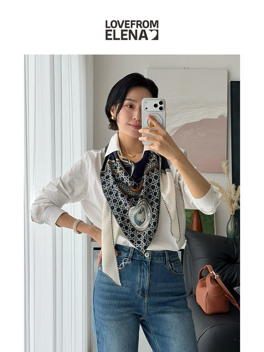 「丝巾来啦」 春日百搭款 丝羊绒三角丝巾 商品图4