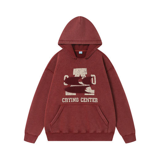 CryingCenter联名bofc 奥粒绒洗水做旧复古字母连帽卫衣 商品图6