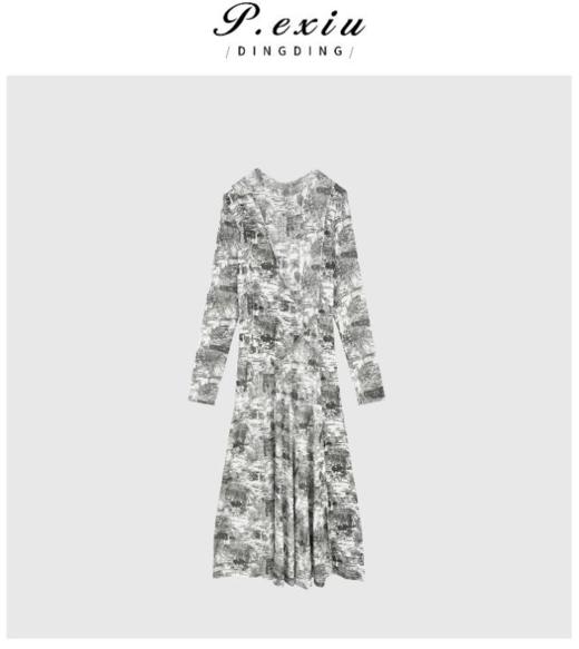 03-2潘依绣丁丁宠粉薄款不规则印花透气轻薄连衣裙Q7893 商品图0