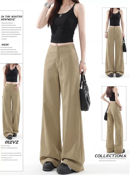 雅痞老钱风西装裤女春夏百搭直筒修身高级感休闲宽松长裤修身阔腿裤 商品图2