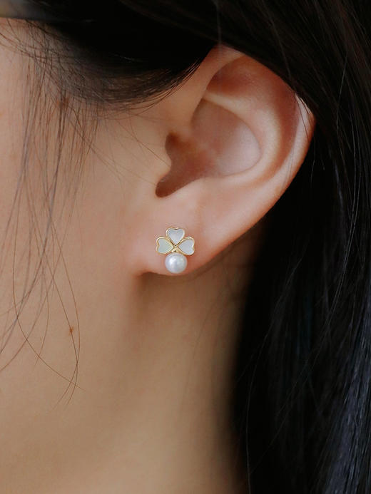 【金色四叶草耳钉 】【珍珠系列】72h内发货 温润而自带光芒 我们值得世间美好~ 商品图2