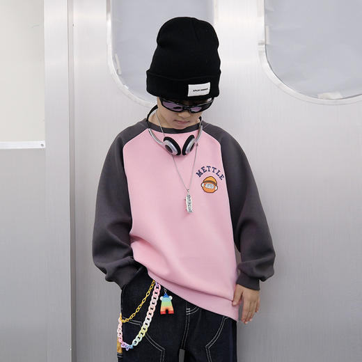 【MQD】童装男大童26春季新款儿童学院风街潮拼接长袖套头圆领卫衣 商品图2