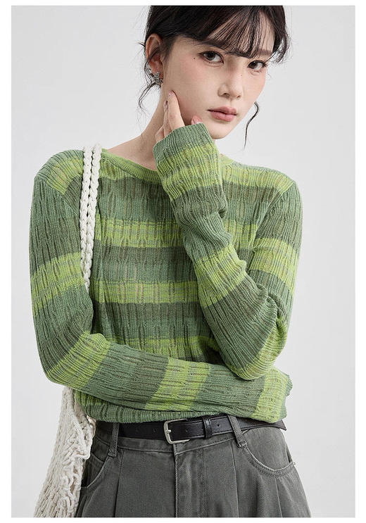 老米优品🎈春季上新！《10%绵羊毛🌈渐变彩虹色微镂空针织衫》 把彩虹穿在身上  多巴胺渐变色调   10%羊毛精纺针织 商品图6