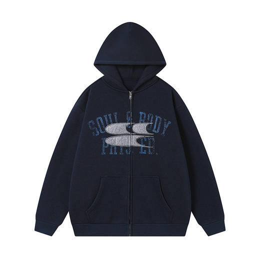CryingCenter联名bofc 加绒毛毡SoulBody做旧复古拉链卫衣 商品图3