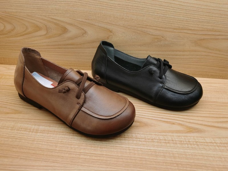 豪行23392583真皮休闲低跟女鞋单鞋皮鞋