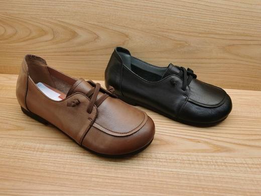 豪行23392583真皮休闲低跟女鞋单鞋皮鞋 商品图0