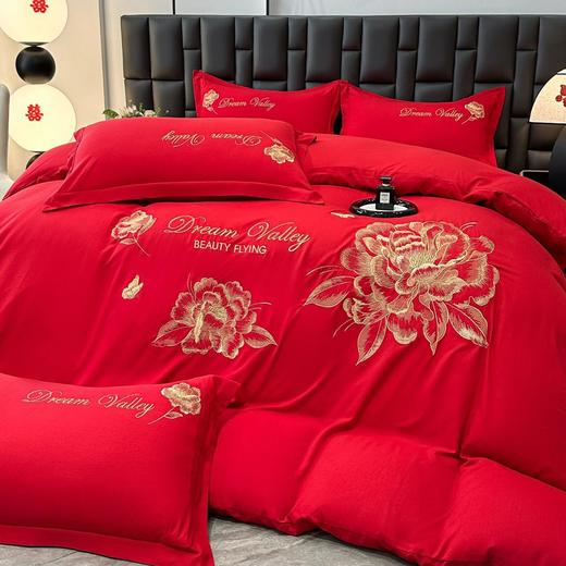 【亲肤棉刺绣磨毛轻奢四件套】刺绣磨毛床单款四件套纯色床上用品 商品图3