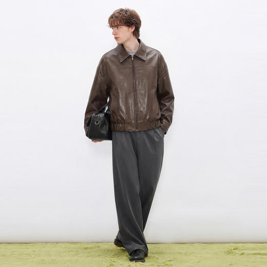 gxg.jeans男装25春热卖翻领PU皮衣美式夹克飞行员外套#J25D211011 商品图4