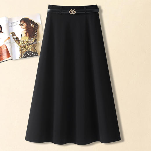 「自」全新升级【铂金会员146/天猫199/差价53】(11151)洛诗琳气质通勤高腰半身裙2026春季新款显瘦A字大摆中长裙 商品图2