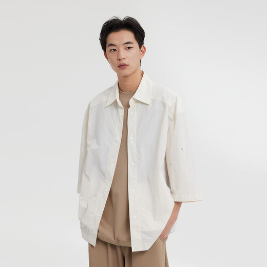 MODE COMMUTER | MC不潮品微皱四合扣七分袖翻领衬衫 商品图2