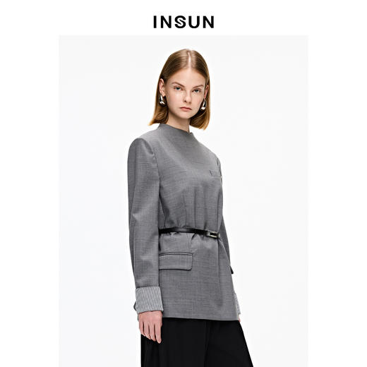 INSUN恩裳半高领通勤长袖衬衫 商品图2