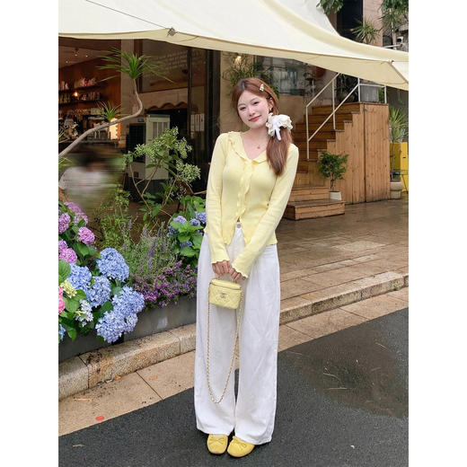 <曾小咸推荐>3.9现货秒杀 ！微信超特价！黄色木耳边针织衫 日常169.99 立减90 秒杀79.99！！ 商品图5