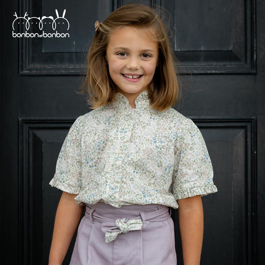 睫毛眼花边短袖印花上衣 商品图2