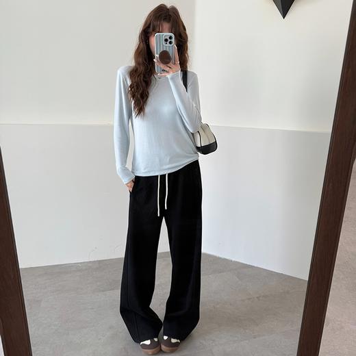 老米优品🎈软糯松弛，超显比例！《 微宽松高弹松紧腰小直筒裤》 细条肌理蓬松感，黄金裤长 长度显高不压个  藏肉显瘦百搭！ 商品图3