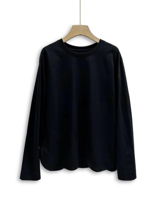 【23区】日单/弧形下摆圆领全棉长袖T恤。白色 黑色 自己备注号码颜色 商品图6